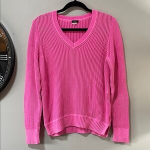 J. Crew Bright Pink V-Neck Sweater